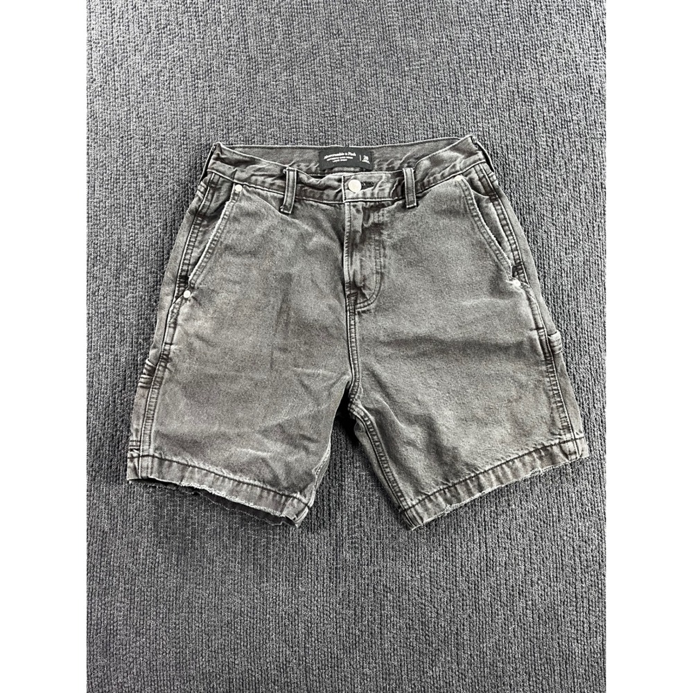 Abercrombie & Fitch Authentic Rigid Denim Loose Carpenter Shorts‎ Grey Womens 26